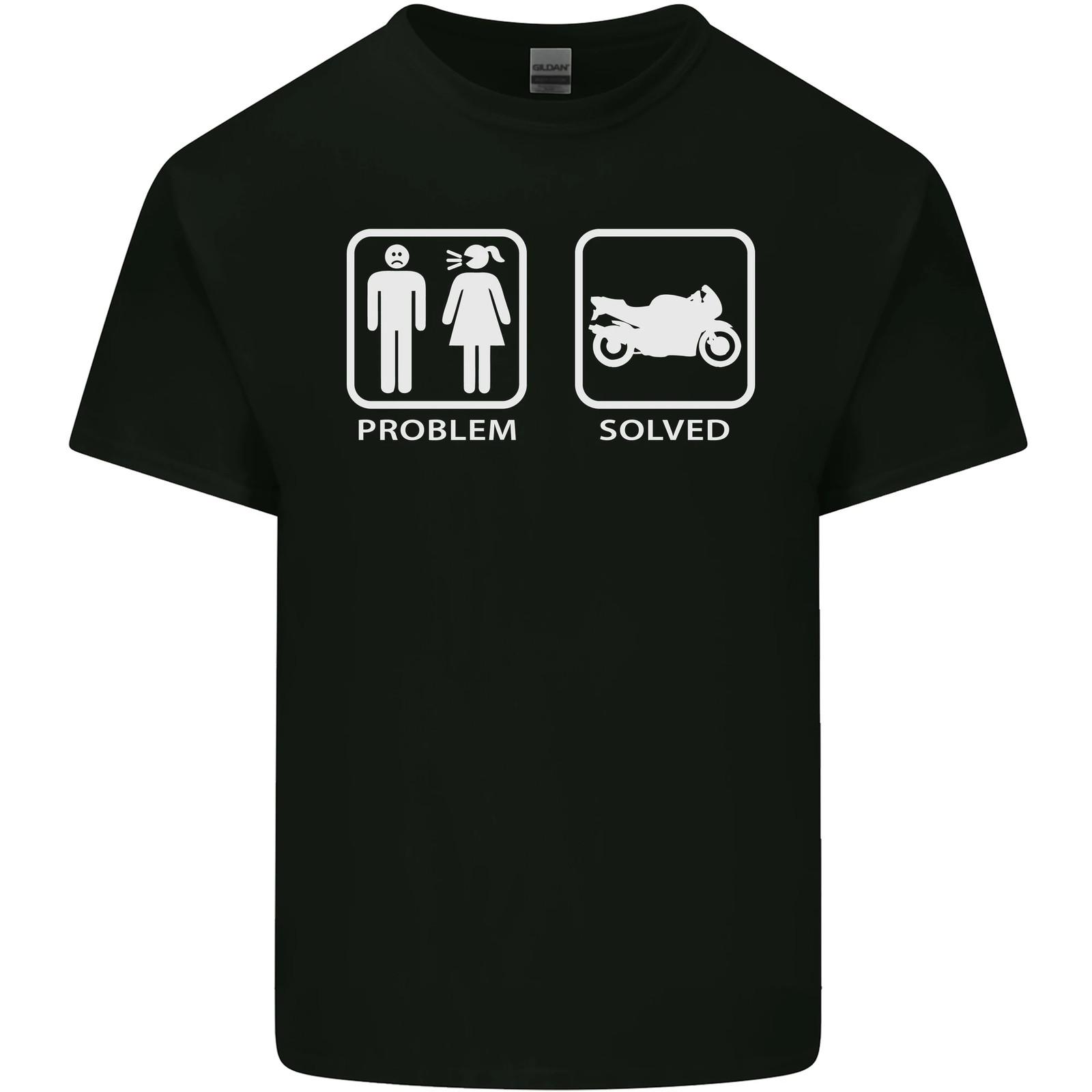 Motorbike Problem Solved Biker Motorcycle Mens Cotton T-Shirt Tee Top 3XL
