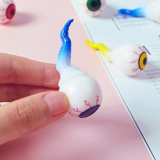 2Pcs Halloween Eyeball Squeeze Toy with Tail Soft TPR Stress Relief Ball Gag Prank Fidget for Kids Adults