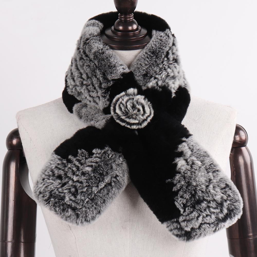 Winter Women Real Rex Rabbit Fur Scarf Natural Warm Soft Rex Rabbit Fur Muffler Lady Genuine Rex Rabbit Fur Scarves