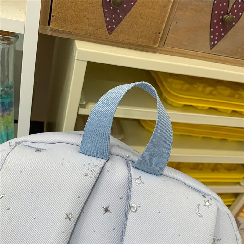 Cute Starry Print Backpack for Women, Lightweight School Bag with Front Mesh Pocket and Side Pockets