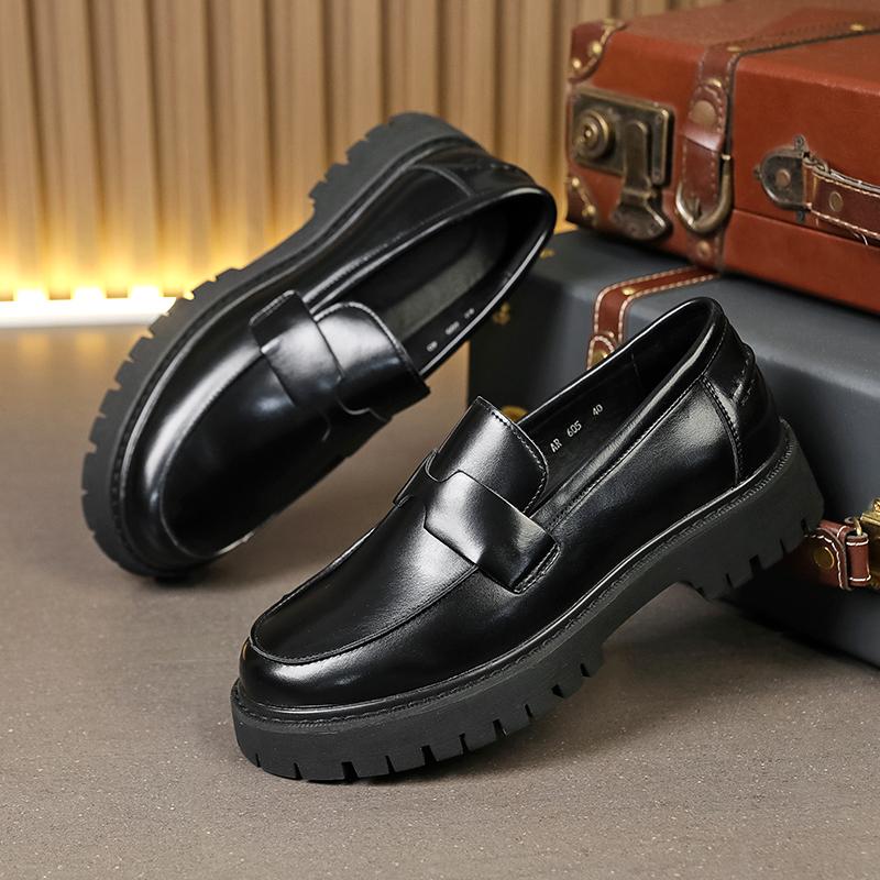 Fashion New Men Fashion Loafers Black Platform Non-slip Lightweight Comfortable Brand Leather Shoes Gentleman Social Shoes Men 38-46