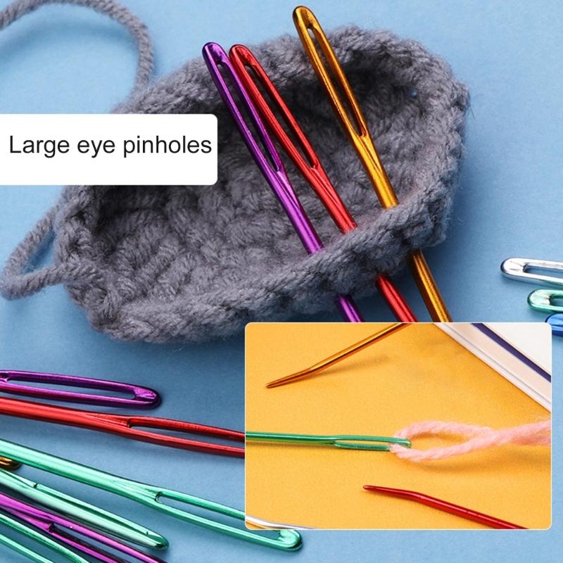 48Pcs Stainless Steel Curved Needle Set Big Eye Curved Tapestry Needle Stitching Marker for Beginner Knitting Crochet