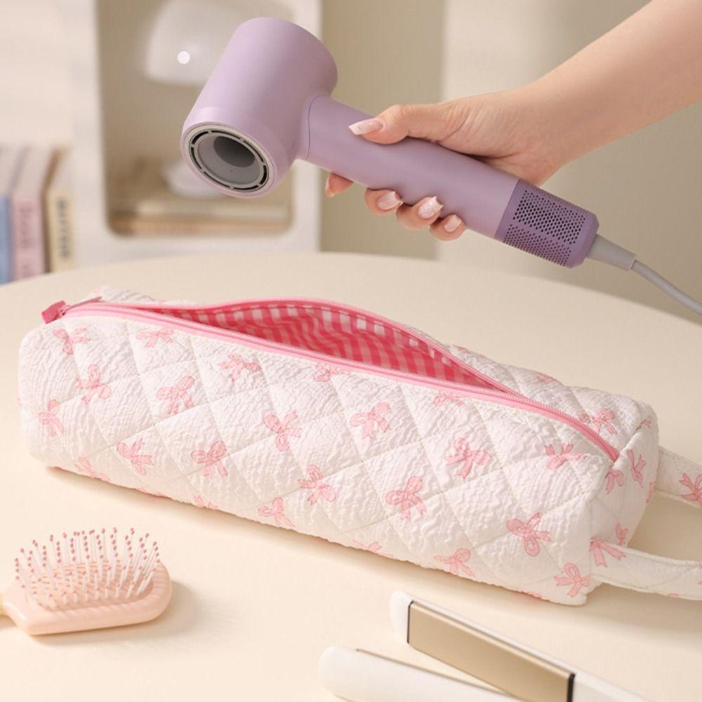 Leopard Hair Dryer Storage Bag Sweet Cosmetic Bag Bow Curler Storage Bag  Beauty Tools Organization