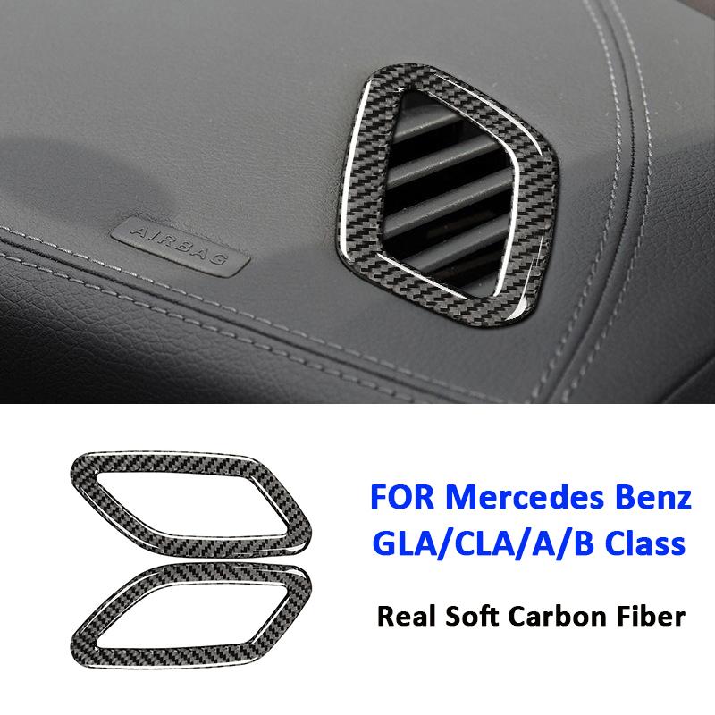 Carbon Fiber Car trument Panel Left Right Air Outlet Vent Trim Frame Decoration Sticker For Mercedes Benz GLA CLA A B Class