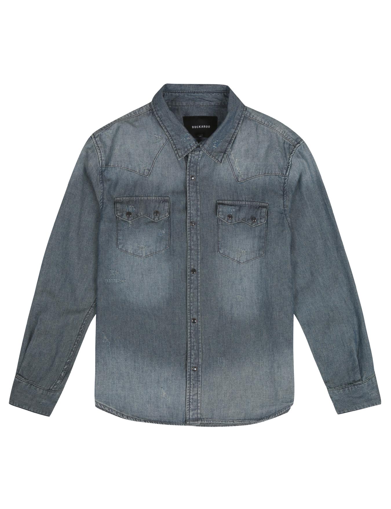 Burkeru Unisex Western Denim Shirt Indigo Indigo_L