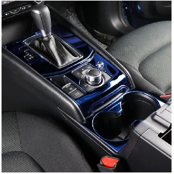 for CX-5 2017- gear shift panel cover stainless steel cup frame center console protect case trim accessories decoration