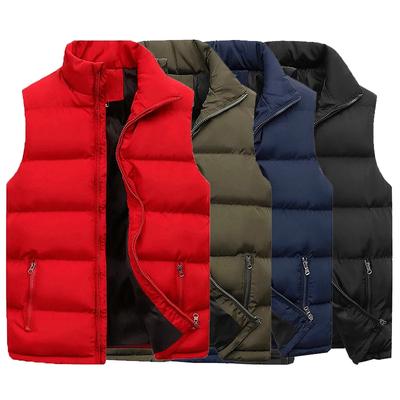 Men's Jacket Sleeveless Zipper Down Vest Autumn Winter Warm Stand-up Collar Oversize Puffer Vest Men