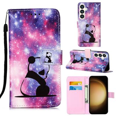 Pandas In the Starry Sky PU Leather Wallet Flip Photo Frame Case for iPhone Samsung Huawei Honor Xiaomi Redmi Oppo Vivo Google TCL Infinix...