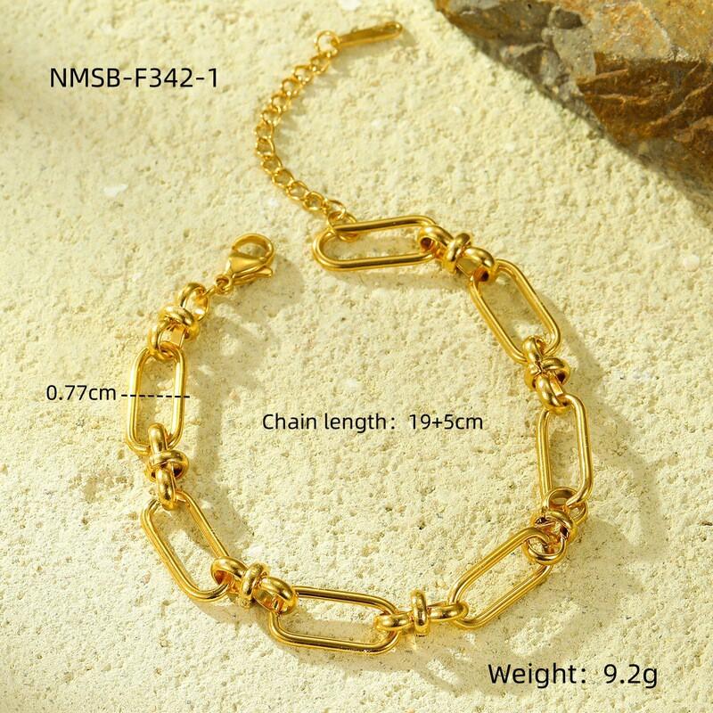 Stainless Steel Bracelet Set With 18K Gold Plating Zirconia Stones Geometric Design Women Stackable Fashion Jewelry 18K Gold Plated