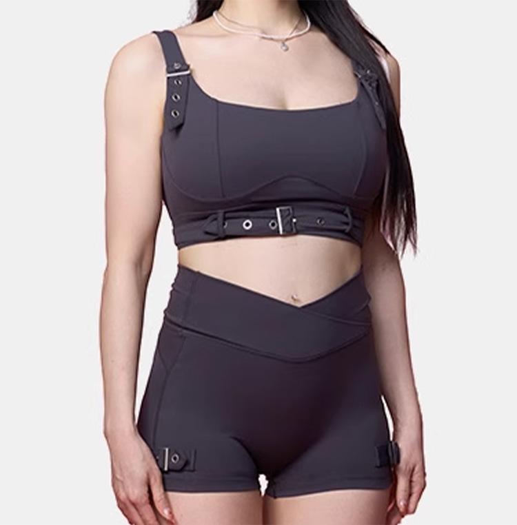 

Женский регулируемый топ для йоги и спортивные шорты высокого класса, фитнес-комплект Medium