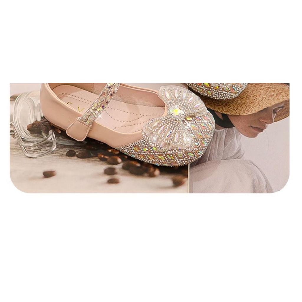 Girls' Shoes Princess Shoes Spring and Autumn New Children's Small Leather Shoes Autumn Baby Crystal Shiny Rhinestone Single Shoes