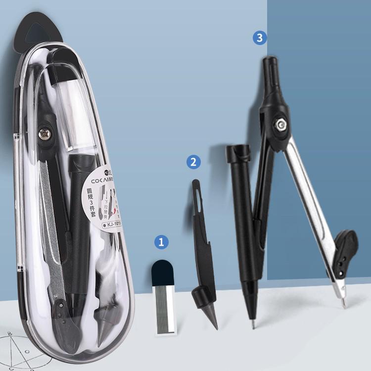 9-Piece Geometry Set for School: Compass, Protractor, Ruler, Square, and More