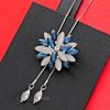 Shining Diva Fashion Stylish Crystal Flower Silver Plated Long Chain Pendant Necklace for Women