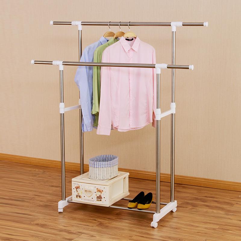 Youlite Stainless Steel Retractable Double Rod Clothes Drying Rack for Indoor & Balcony