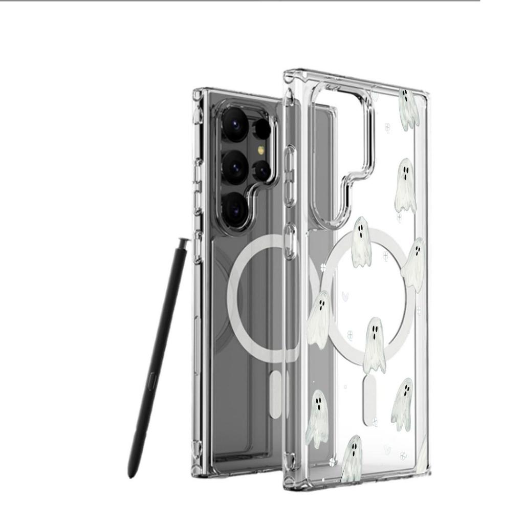 Transparent Cute Skull Magnetic Case for iPhone 15/16/17 Pro Max – Full Coverage