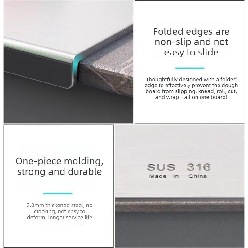 316 Stainless Steel Panel And Panel Cutting Board Kitchen Thickened Double-sided Extra Large Kneading Surface Cutting Board
