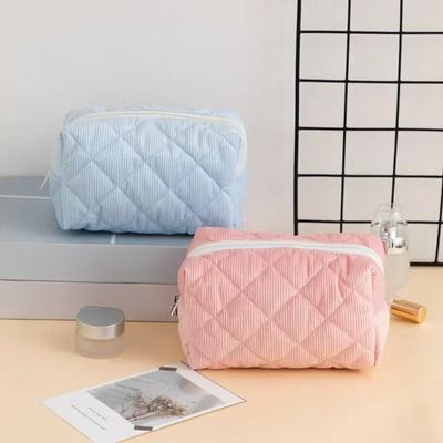 Corduroy Travel Cosmetic Bag Women's Makeup Storage Bag Purses Women Large Capacity Zipper Make Up Organizer Storage Clutch