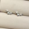 Elegant S925 Sterling Silver Stud Earrings with Three Connected Hearts Design for Women