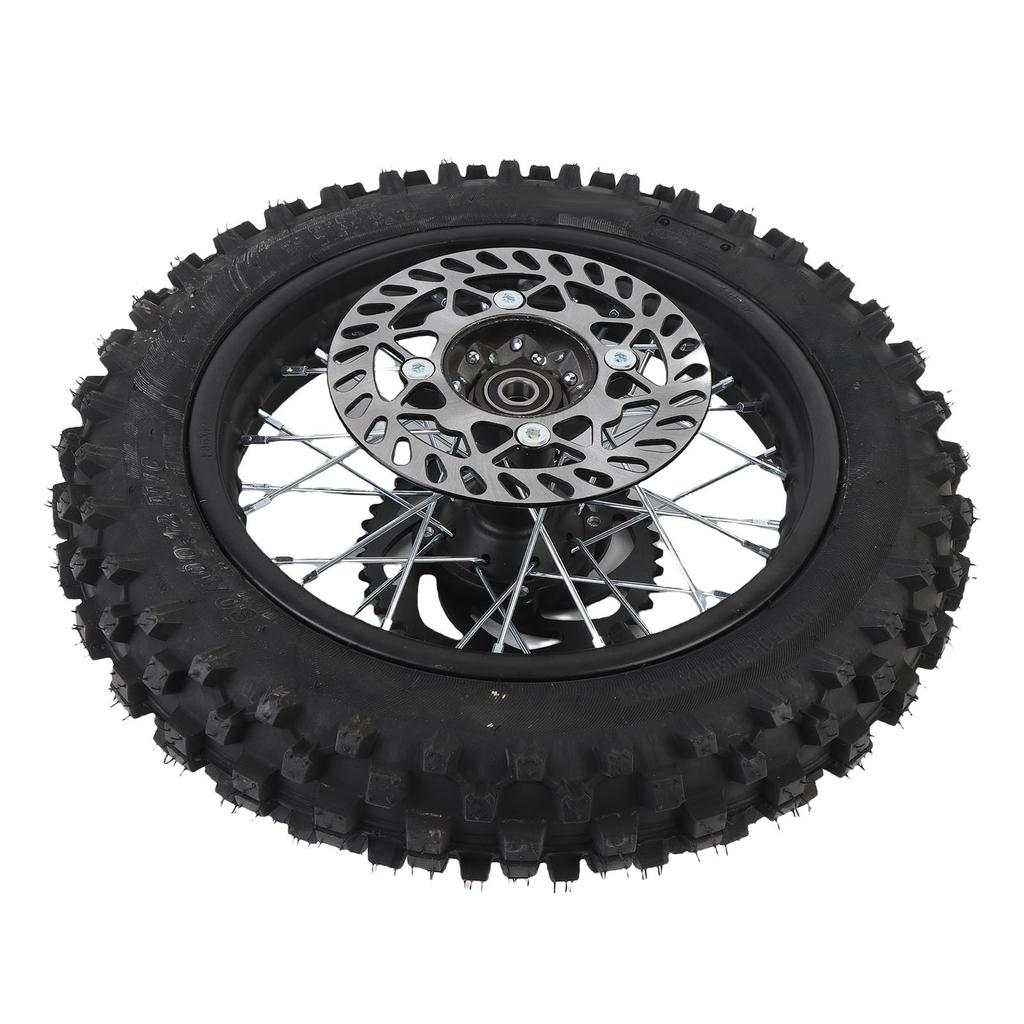 12 Inch Rear Wheel Rim Tire Assembly Replacement for Apollo Dirt Bike 80 100 12 3.00 12 Rear Wheel Rim Tire Brake Rotor