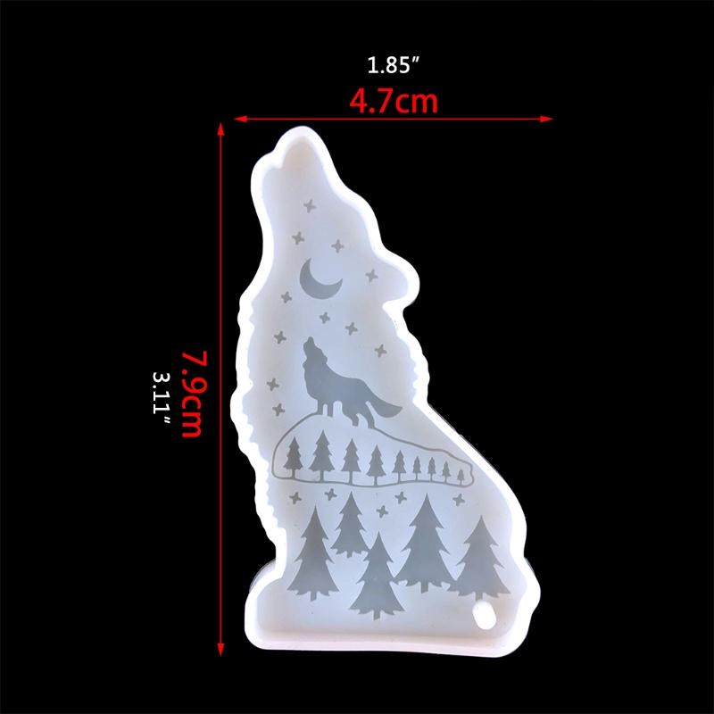 Shiny Wolf Keychain Epoxy Resin Mold Necklace Pendant Silicone Mold DIY Crafts Jewelry Decortaion Casting Mold Tool