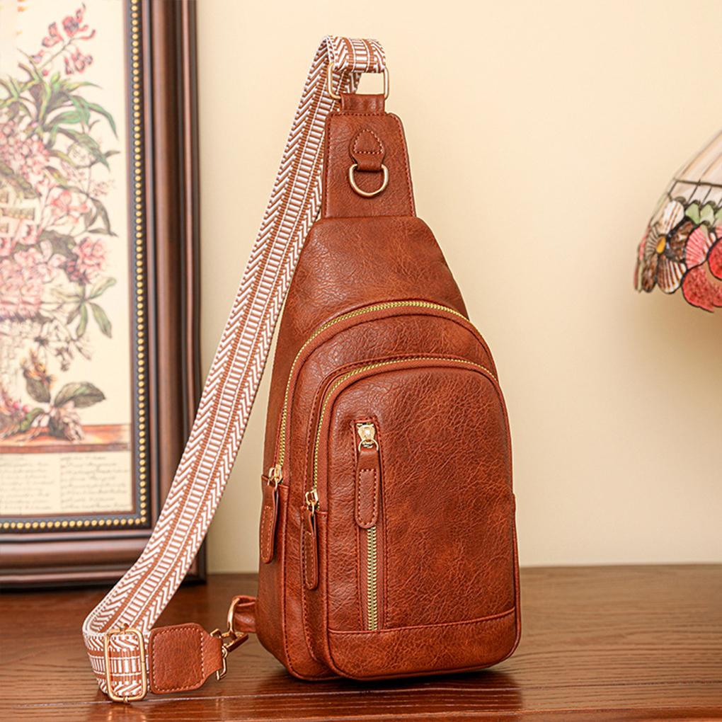 Retro Bag For Women Lightweight And Wear-resistant PU Chest Bag With Large Capacity Womens Chest Bag