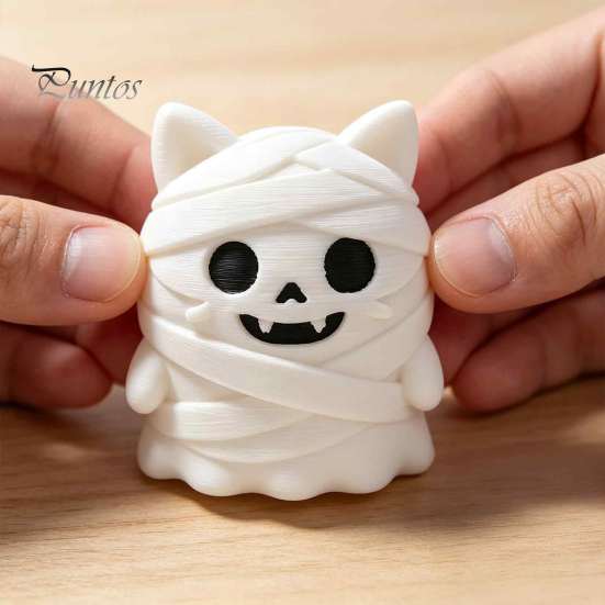 Gift for Cat Lovers 3D Printed Mummy Figurine, Cute Bandaged Kitten Statue Halloween Tabletop Small Animal Decoration, Compact Sculpture with