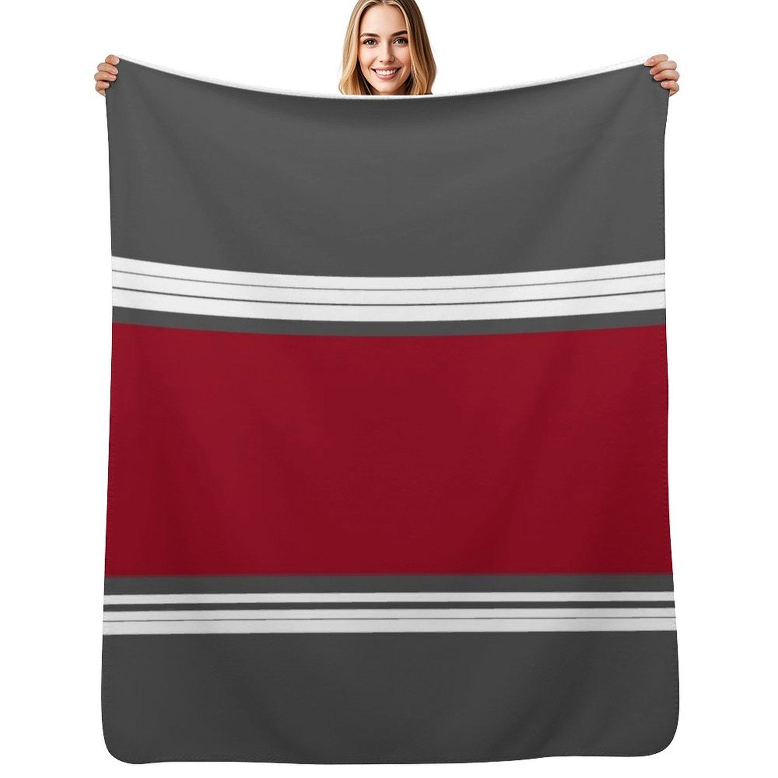 Gray and red stripes Throw Blanket Cozy Microfiber Throw Blanket for Home Bedroom 75X95CM