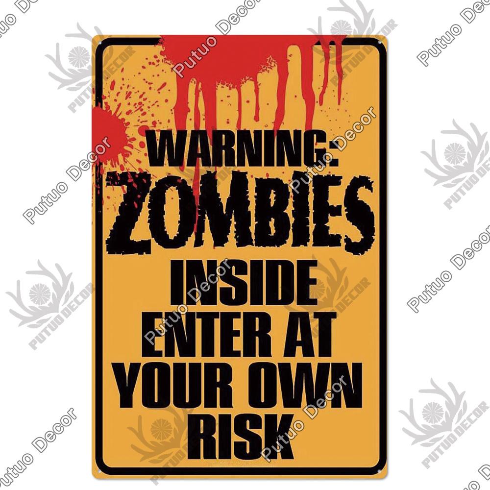 Decor Zombie Vintage Tin Sign Plaque Metal Plate Retro Posters Wall Decor for Bar Pub Club Man Cave Art Painting