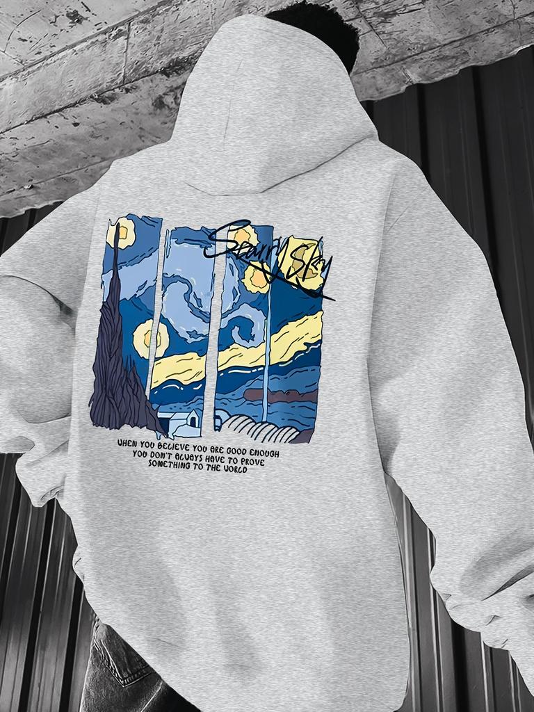 Men's drawstring hoodie with kangaroo pocket and hooded pullover sweater promo sweatshirt streetwear men