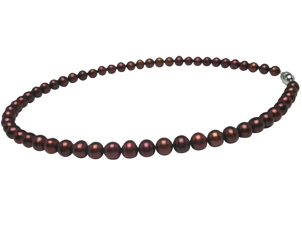 [Isowa Pearl] Isowa Pearl, a pearl specialty store in Ise-Shima, presents a freshwater pearl necklace, 7.0-7.5mm, brown, with a magnetic clasp