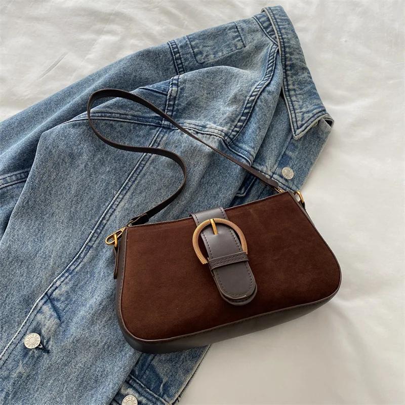 Faux Suede Underarm Bag, Zipper Fastener Fashiable Shoulder Cross Body Bags for Woman Small Square Bag, Suitable Daily Outfit