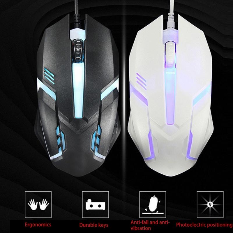 Buton ergonomic pentru mouse pentru jocuri cu fir LED 1000 DPI USB Mouse pentru computer Mouse pentru jocuri S1 Silent Mause cu iluminare de fundal pentru PC