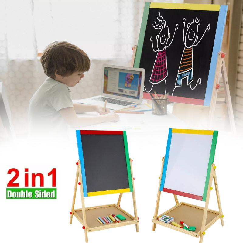 2 1 In Adjustable Bla White Wooden Easel Ding Chalk Board Childs Art Craft Toy