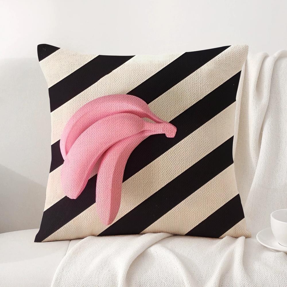Tropical Plant Fruits Pillow Case Natural Linen Organic Fabric Double-Sided Printing Breathable Perfect For Home Decor