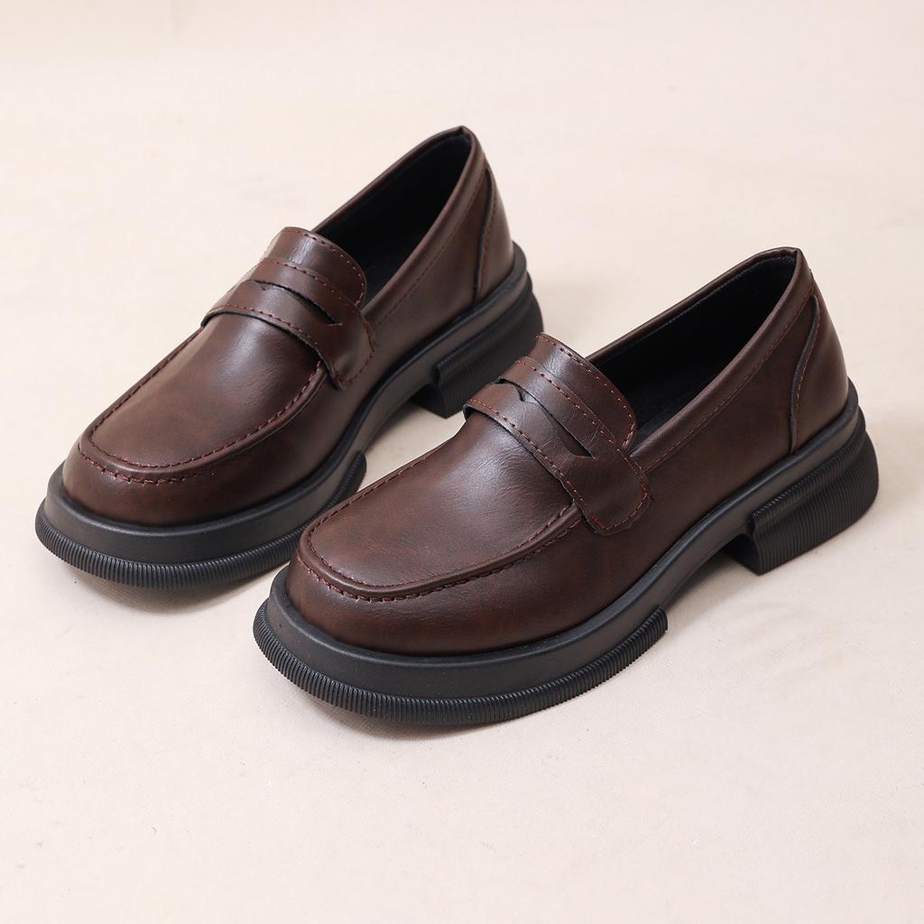 Shoes for Women Slip On Ladies Pumps Spring Autumn Round Toe Solid Profession Casual Chunky Heels Comfortable Loafers