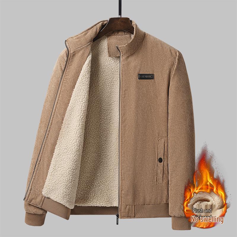 Winter 2025 Men's Lambswool-Lined Corduroy Workwear: Fashionable, Casual, Loose, and Warm Cotton Apparel
