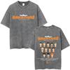 Gewaschenes Vintage Anime Haikyuu KARASUNO Merch T-Shirt Herren Cartoon Manga Oversized T-Shirt Herren Sommer Lässige Kurzarm-T-Shirts
