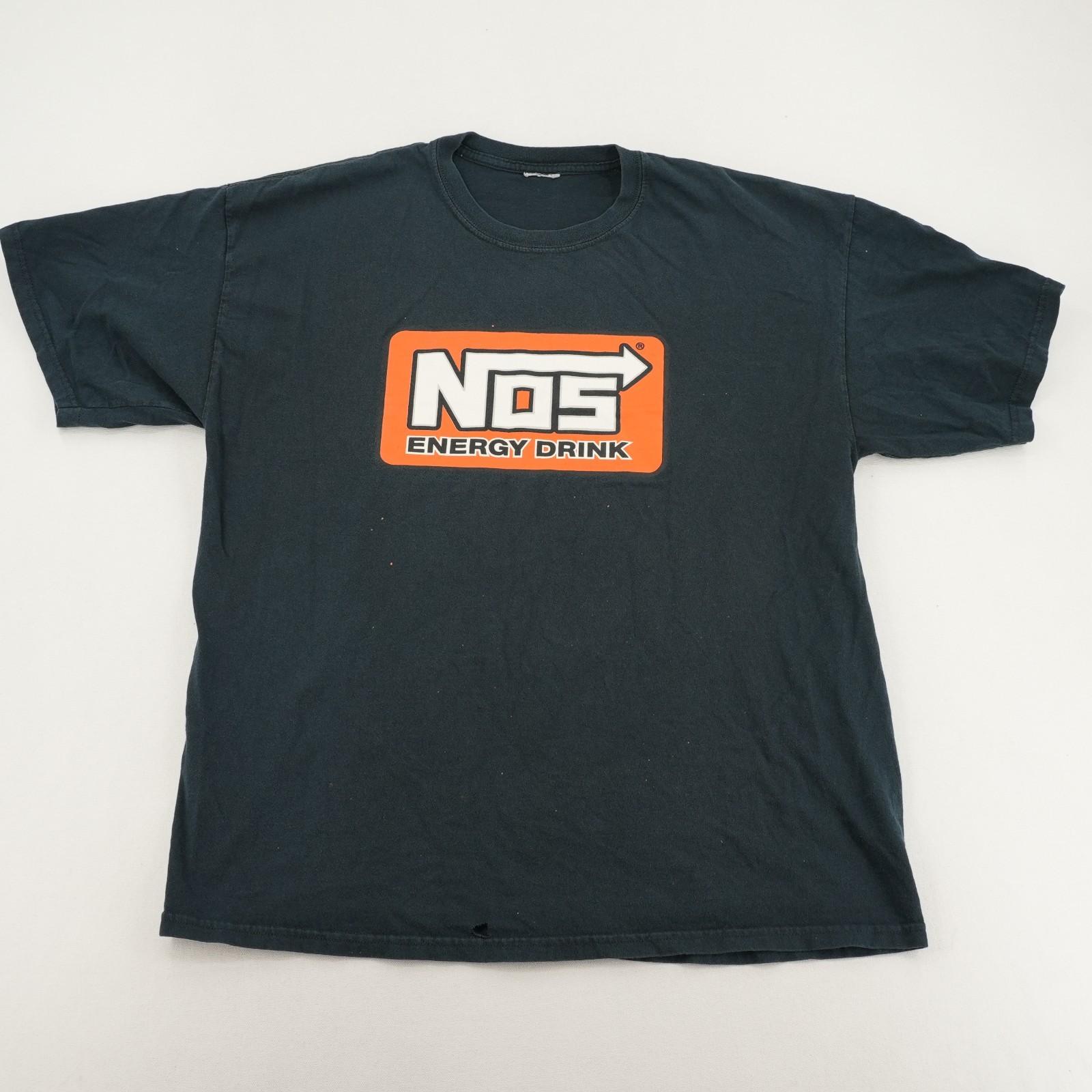 NOS Energy Drink Logo Black Graphic T-Shirt No Size Unisex T-Shirt L