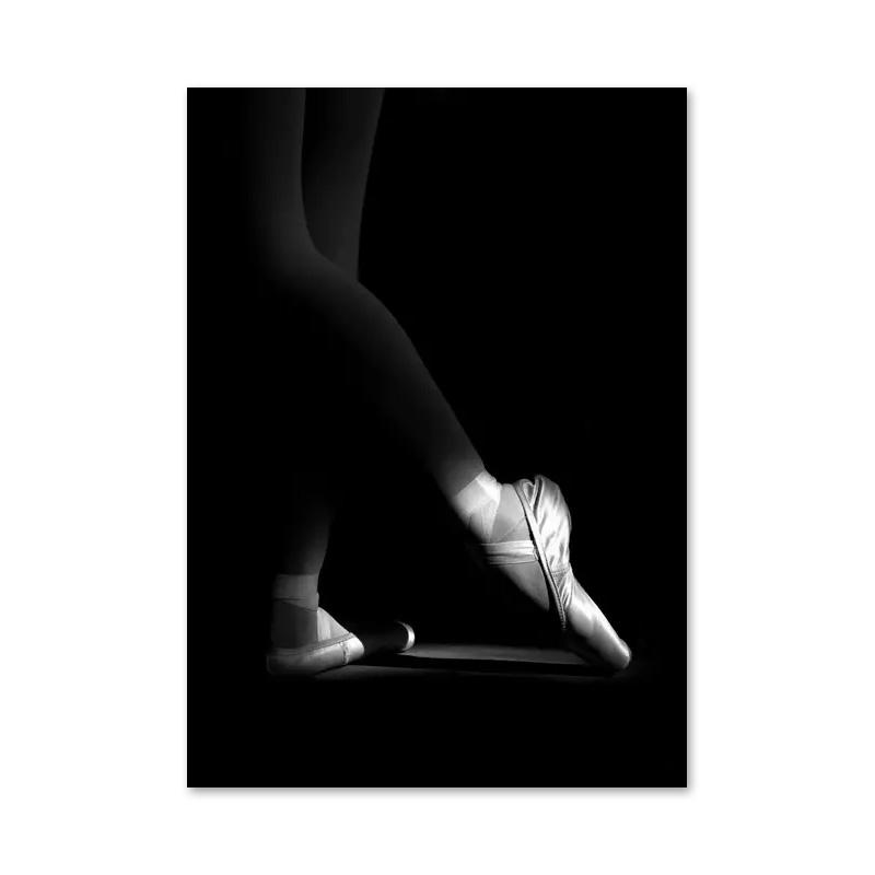 Zwart-Wit Balletdanser Canvas Schilderij Elegante Ballerina Houding Poster Print Wandkunst Afbeelding voor Woonkamer Huisdecoratie