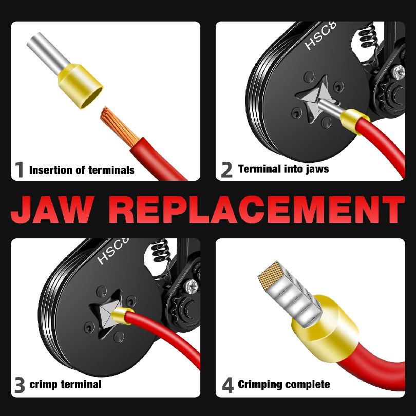 HSC8 6-4A Crimping Tool 0.25-10mm for Ferrule Tubular Terminals ² 23-7AWG Ferrule Crimping Clamp Set Wire Head Electrician Tools