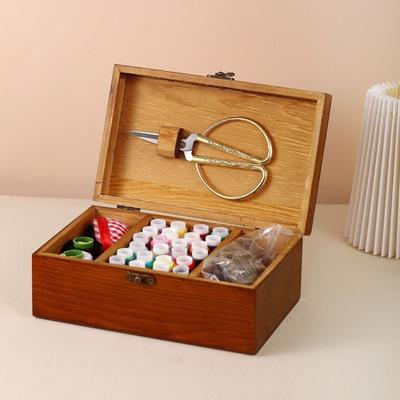 Vintage Nähkasten Multifunktionaler Nähaufbewahrungskasten Nadel-Faden-Aufbewahrungskoffer Haushalt