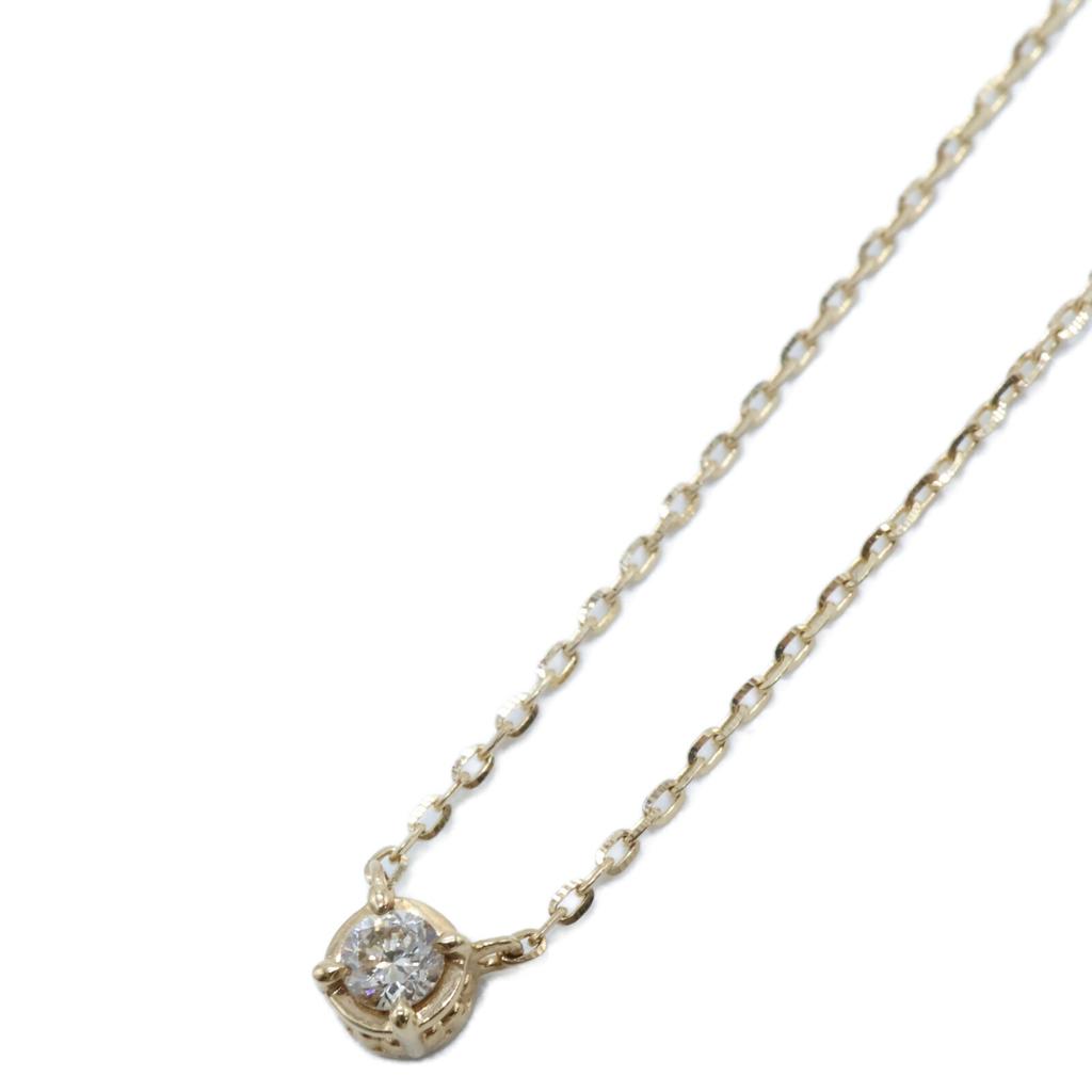 agete K10 0.03ct 1P Diamond Necklace Yellow GoldUsed