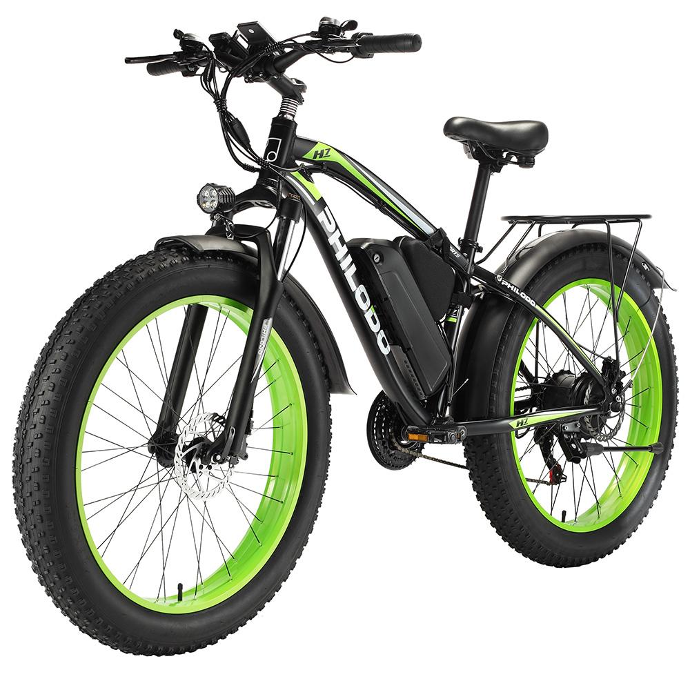 Electric Bicycle Adult Philodo H7 Pro 26" 1000W Motor All-Terrain Electric Bike 48V 17.5AH 21 Spped Fat Tire Ebike Max Load 150Kg Green