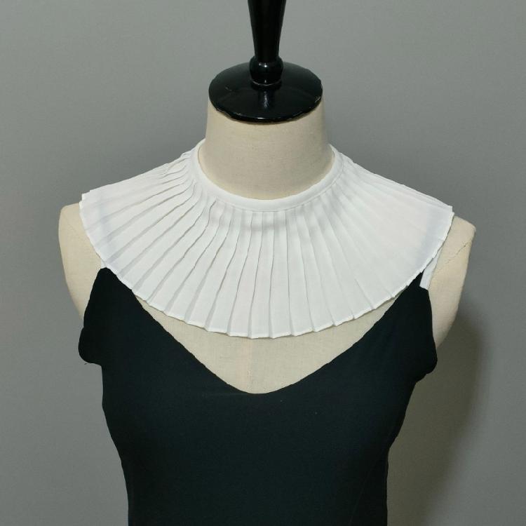 Detachable False Collar Women Girl Elegant Pleated Ruffle Chiffon Shawl Scarf
