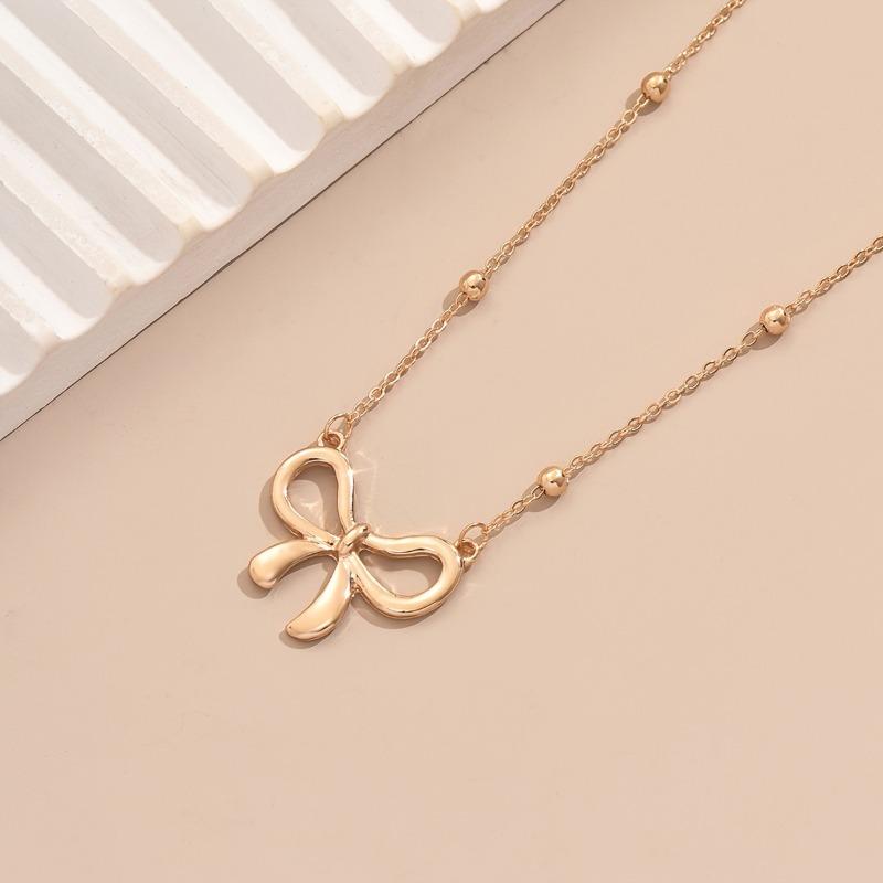 Elegant Minimalist Ball Bow Pendant Necklace, Perfect Gift for Friends