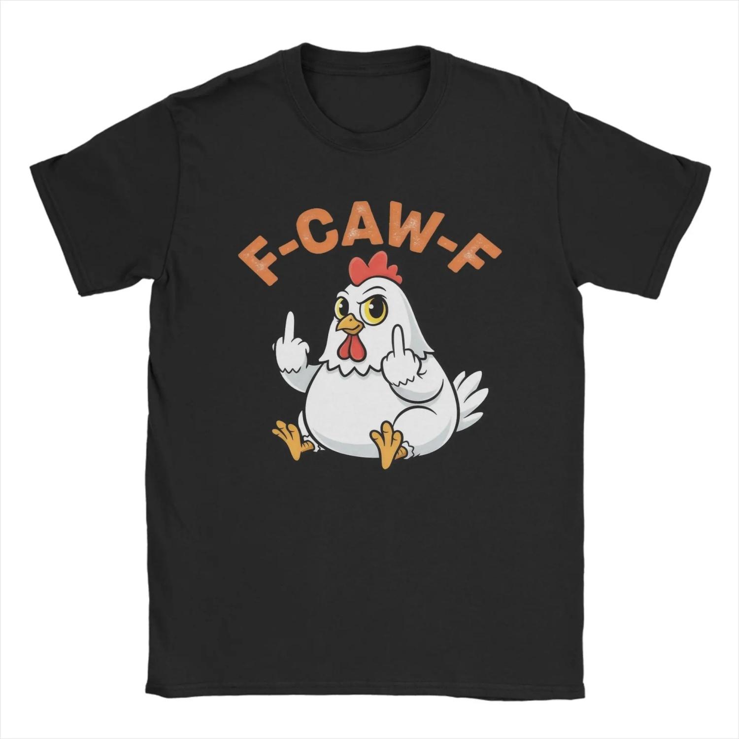 

Funny Meme F Caw F Chicken T Shirts Pure Cotton Clothing Casual Short Sleeve Round Collar Tee Shirt Gift T-Shirt S чёрный