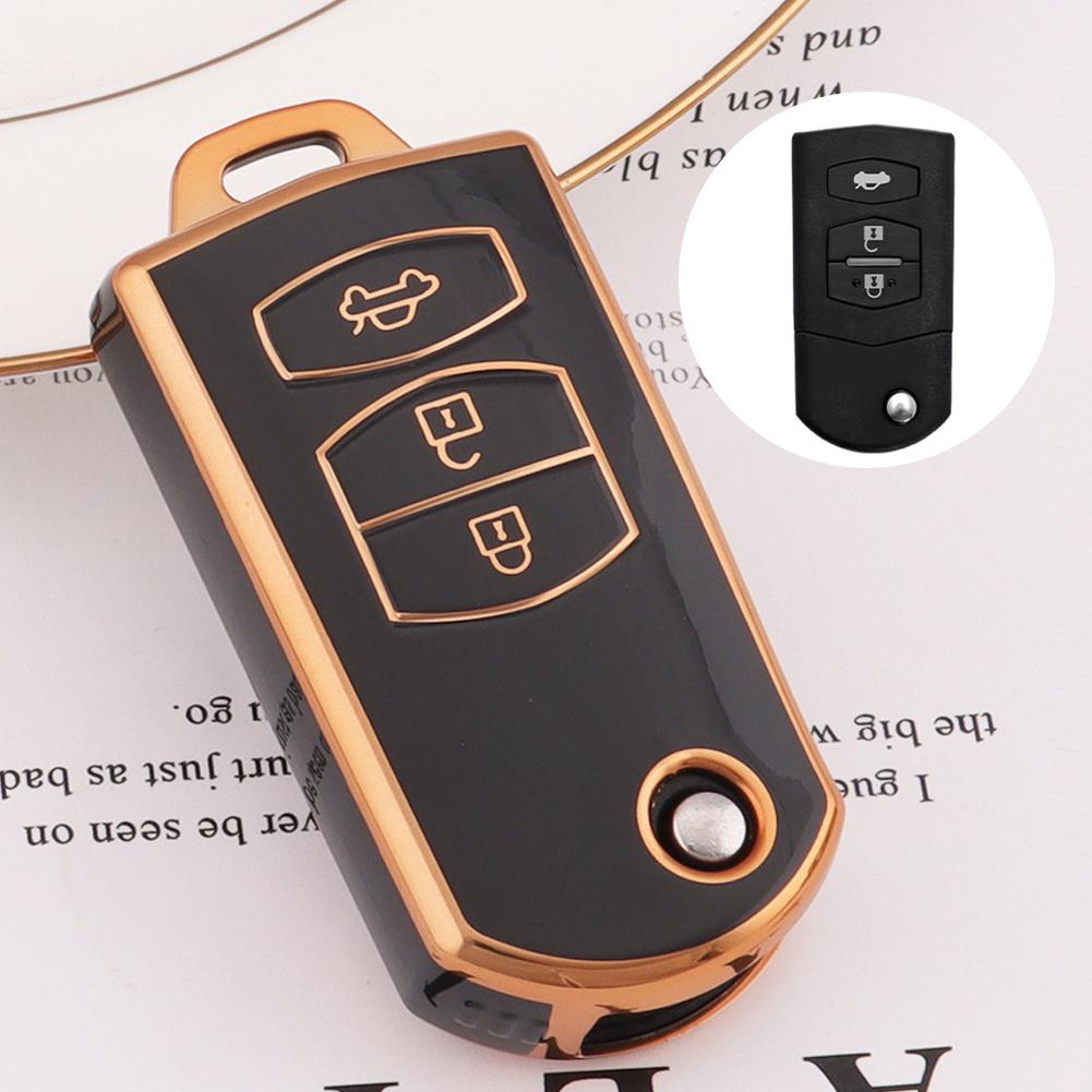 

2 3 кнопки чехол для автомобильного ключа чехол для пульта дистанционного управления брелок сумка протектор TPU держатель для ключей для Mazda 2 3 5 6 CX7 CX9 RX8 MX5 MPV Demio 3Button чёрный