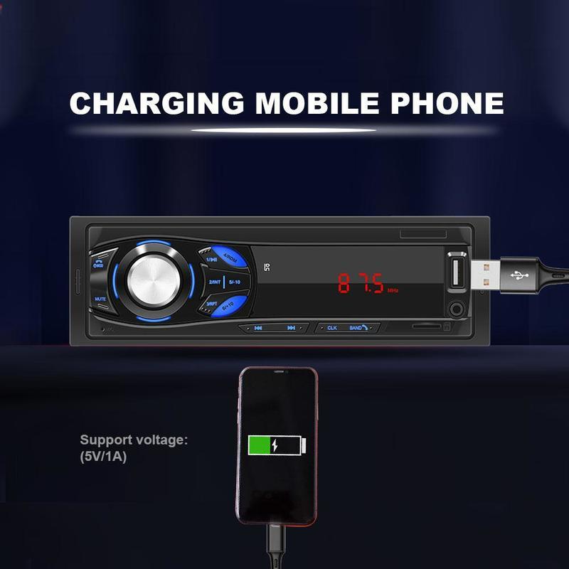 1DIN In-Dash Car Radio 12V Car Player with Remote Control Support BT USB/SD/AUX-IN