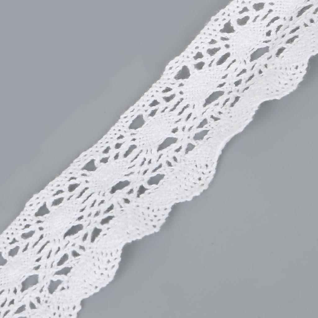 1PC 10m Cotton White Lace Trim Fabric Ribbon For DIY Apparel Sewing Scrapbooking Craft Accessories