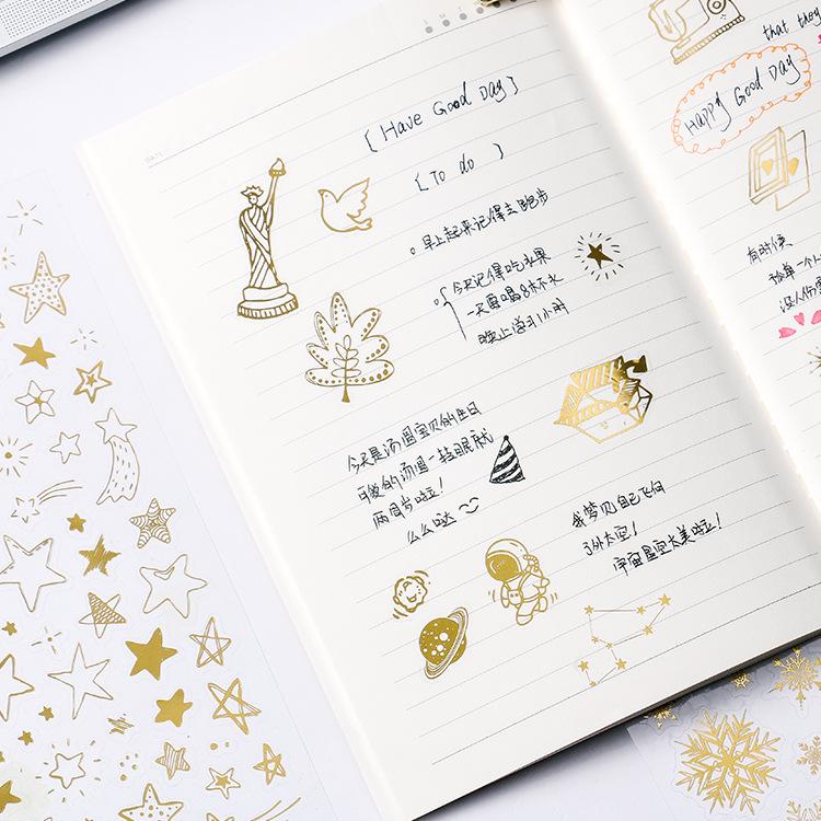 World View Hot Stamping PVC Decorative Stickers for Diary Notebooks
